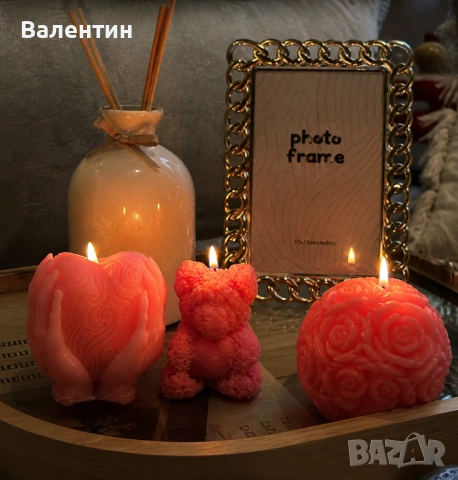 Ръчно изработени свещи - рози , мече , сърце 