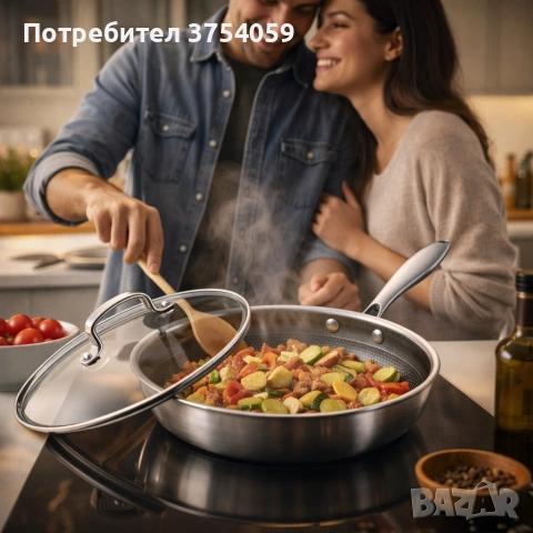 Тиган с капак Goldmann GM 1128-24, 1128-26 , 24x5 см./26х5 см., Трислойно дъно, Незалепващо покритие