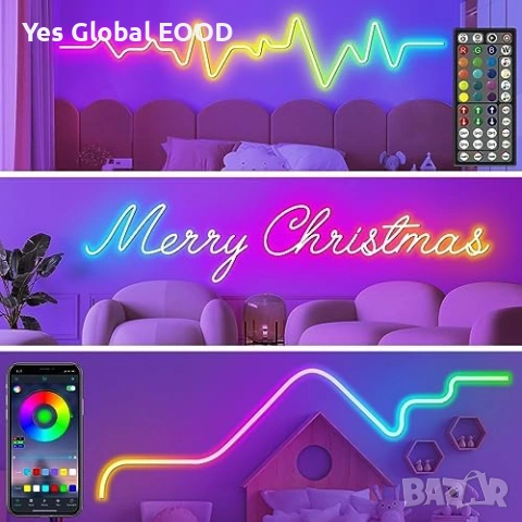 RGB неон лента 10м LETIANPAI App контрол IP65, снимка 4 - Лед осветление - 54423465