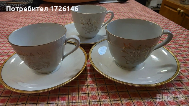 Порцеланов сет с позлата 3 броя на Bavaria Tirschenreuth Germany, снимка 2 - Сервизи - 54039950