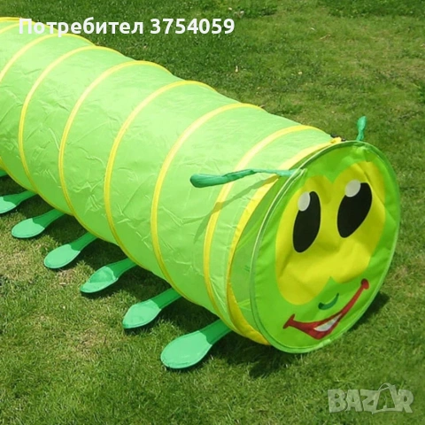 Детски тунел Гъсеница 178x48 см – Сгъваема палатка за пълзене и игра у дома и в градината, 2-14 годи, снимка 6 - Играчки за стая - 55147867