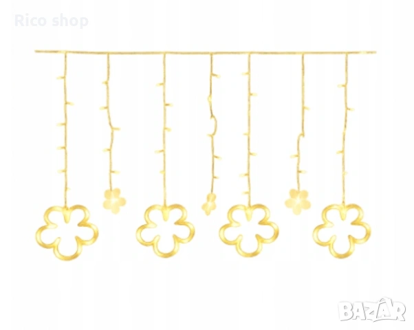 Светлинна завеса с цветя 130 LED, снимка 3 - Лед осветление - 54132356