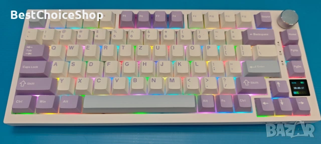 Клавиатура Ajazz Ak820Pro, Механична, 75% Tkl, безжична 2.4G/Bt5.1/Usb-C, RGB осветление, снимка 2 - Клавиатури и мишки - 55040017