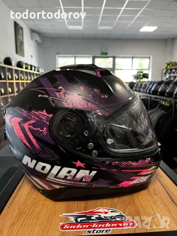 Мото каска за мотор NOLAN N87 DESTINY PINK ,S 55-56см., вградени очила,плака 252.30 лв. / 129 €, снимка 2 - Аксесоари и консумативи - 55493482