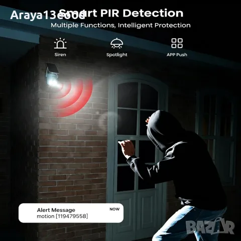 ieGeek S5 2K Соларна Wi-Fi IP Камера за Външно Наблюдение, Цветно Нощно Виждане, AI Разпознаване, снимка 6 - IP камери - 55582328