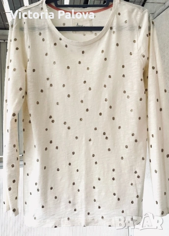 Изящна памучна блуза BODEN със сияйни златни точки , снимка 3 - Блузи с дълъг ръкав и пуловери - 54020292
