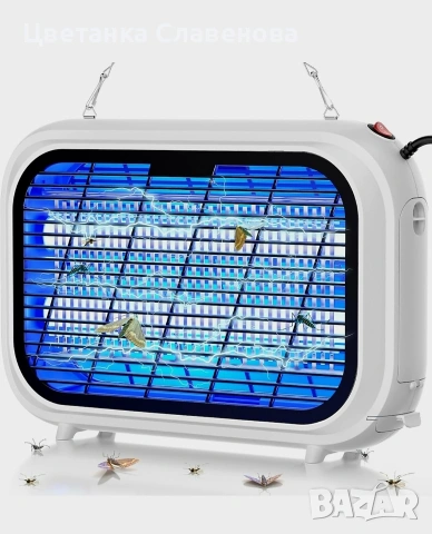 Лампа против насекоми, 20W UV лампа покритие 100 кв.м, ъгъл на разпространение 360º
