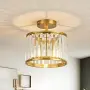 Полилей/плафон за таван с кристални призми и метална основа, E27 (110–220V), снимка 1