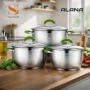 Комплект тенджери Swissgold Alana – 3 броя с капак от неръждаема стомана с 5-слойно капсулно дъно, снимка 1