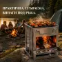 Сгъваема ракетна печка от неръждаема стомана – Преносима многогоривна печка за къмпинг, туризъм и гр, снимка 3
