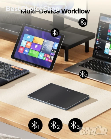 Безжичен тъчпад / тракпад ProtoArc T1 Plus с Bluetooth, за Windows 10/11 PC лаптоп, снимка 9 - Клавиатури и мишки - 55126015