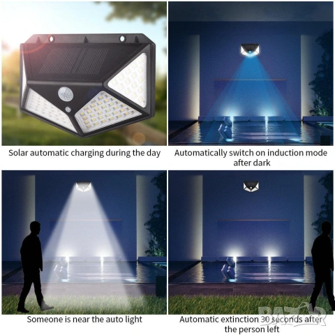 Соларна лампа 100 led диода със соларен панел - 5 броя, снимка 3 - Соларни лампи - 54971095
