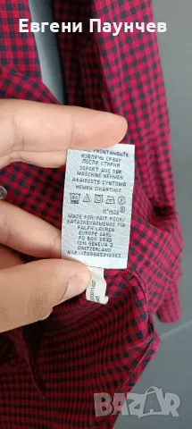Polo Ralph Lauren мъжка риза в размер M в червен цвят каре, снимка 5 - Ризи - 55393058
