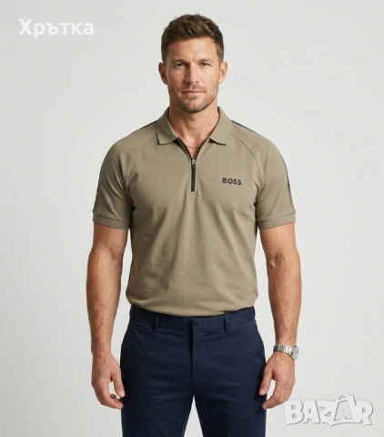 Hugo Boss Philix Pixel - Оригинална мъжка тениска с яка р-р XL