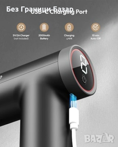 Нов Мини масажен пистолет с нагряване 9 скорости 4 накрайника USB-C 2000mAh, снимка 4 - Масажори - 54728001