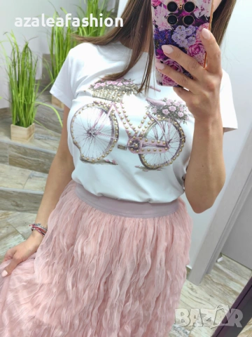 Вталена дамска тениска с колело, снимка 6 - Тениски - 54119940