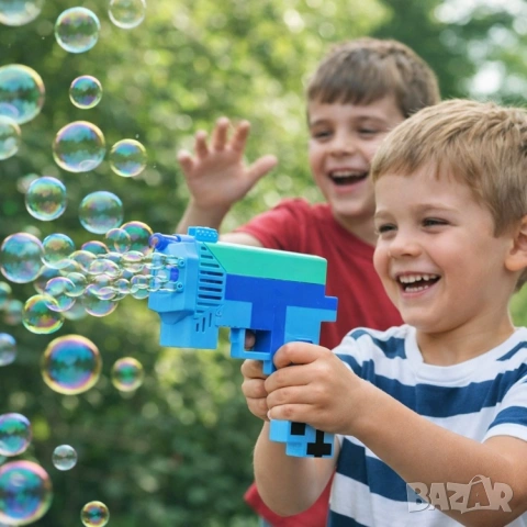 Пистолет за сапунени балони Майнкрафт - автоматичен пистолет за мехурчета, снимка 2 - Други - 53988716
