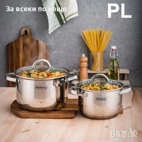 Комплект съдове Rosberg R51210L12BM, 12 части Код P2732, снимка 6 - Съдове за готвене - 55066150