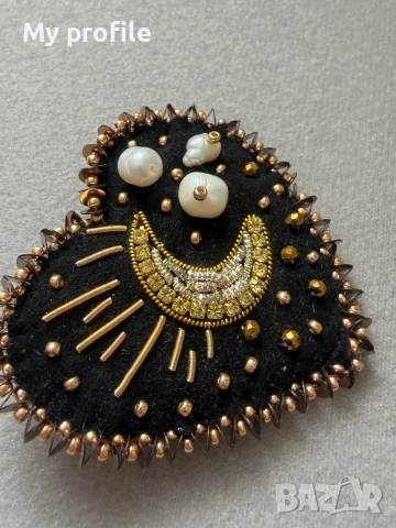 Handmade  брошка с естествени перли , снимка 4 - Гривни - 53315116