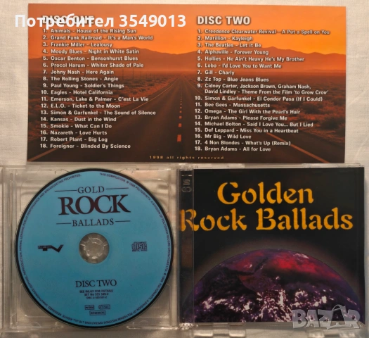 CD / ЦД компакт дискове-ROCK BALLADS VOL.1&VOL.2 [1995]/Golden Rock Ballads vol.1&vol.2 [1998] [2CD], снимка 4 - CD дискове - 54582514