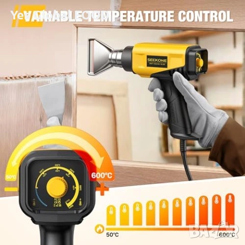 SEEKONE пистолет за горещ въздух 2000W 650°C, снимка 3 - Други инструменти - 54690138