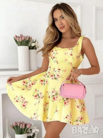  💛Лятна жълта рокля на цветя