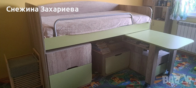 Детско - юношеско легло с бюро + матрака, снимка 4 - Мебели за детската стая - 55194878