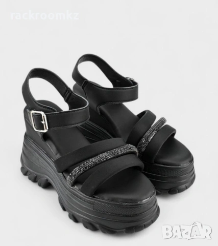 Дамски сандали на висока платформа черни 1056 black, снимка 2 - Сандали - 54256477