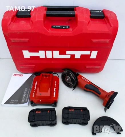 Hilti AG 6D-22 - Безчетков ъглошлайф с SensTech 2x22V 5.10Ah Nuron перфектен! 