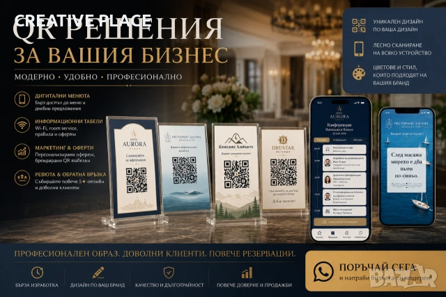 Професионални QR решения за хотели, ресторанти, СПА и бизнес | Повече клиенти и по-добро обслужване