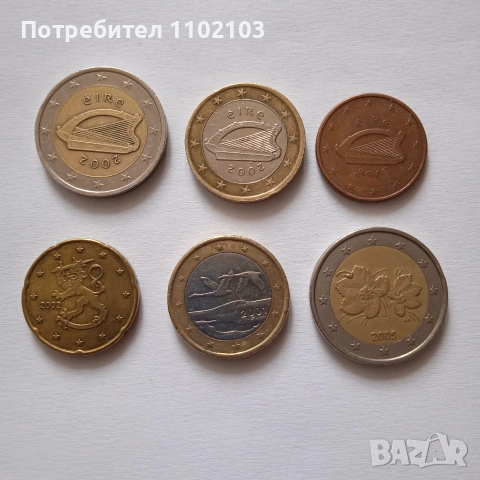 Монети Евро Ирландия Финландия, снимка 2 - Нумизматика и бонистика - 54966550