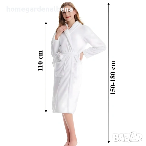 Дамски халат бял – хотелски стил, мек и топъл, универсален размер
