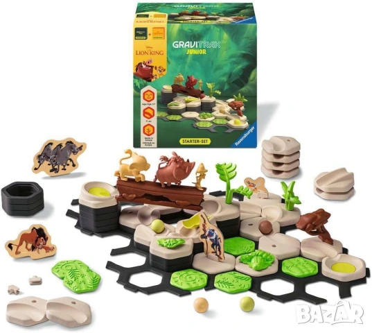 Ravensburger GraviTrax Junior - Комплект Цар Лъв е интерактивна система за изграждане на писти с топ, снимка 5 - Конструктори - 54976012