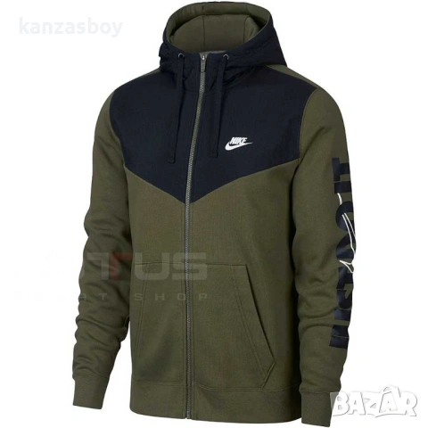 NIKE NSW HBR HOODIE FZ FLC OLIVE - страхотно мъжко горнище М