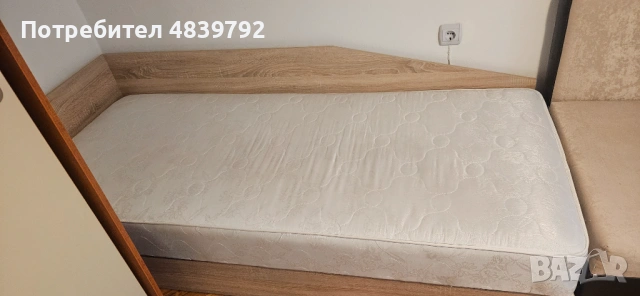 Ъглово легло с ракла + матрак (82x190), снимка 2 - Спални и легла - 54691891