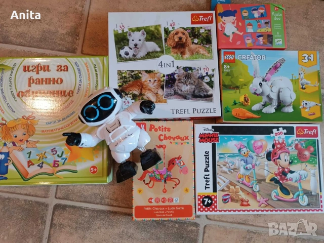 голям сет настолни игри, пъзели, лего, робот и други