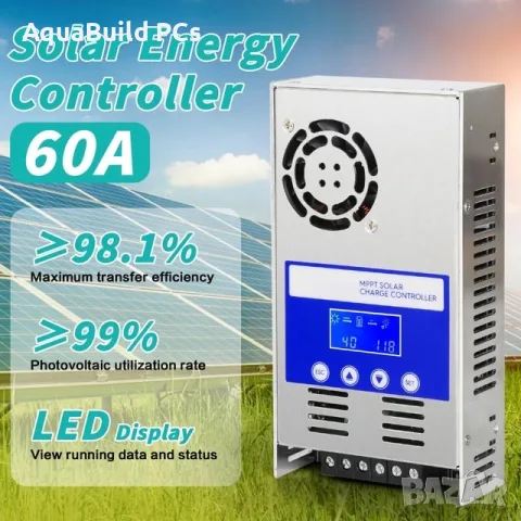 MPPT 60A Соларен контролер за зареждане 12V 24V 36V 48V Нов