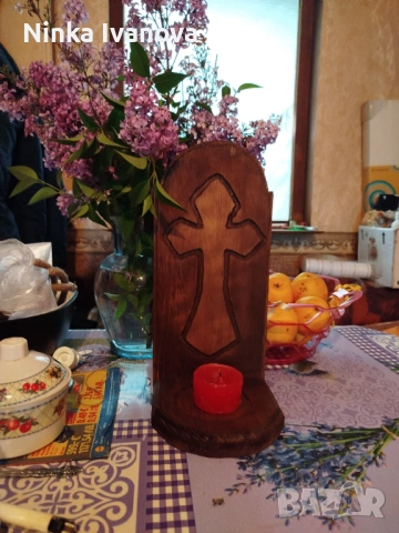 Дървен битов свещник., снимка 2 - Декорация за дома - 54380214