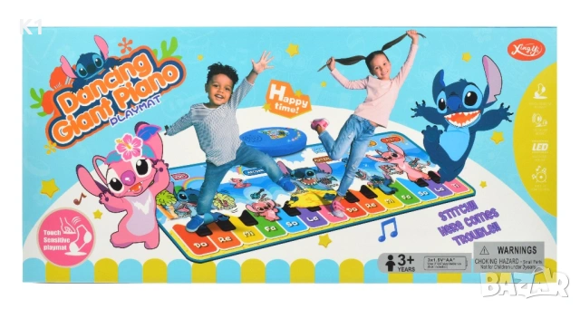 Голям Музикален Килим пиано Лило и Стич, Lilo & Stitch, детска игра Лило и Стич, Стич Ейнджъл