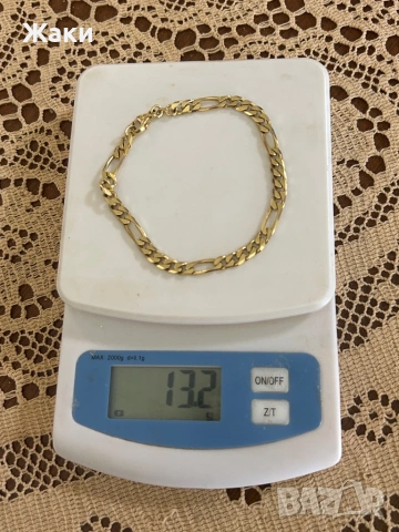 Гривна 14k жълто злато 22см, снимка 4 - Гривни - 54708262