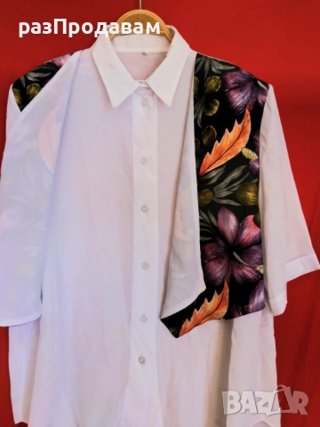 Дамска Копринена Риза с Елек на Цветя!~XL~4XL, снимка 5 - Ризи - 54602546