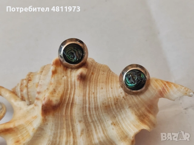 Сребърен комплект с кралски седеф 925, снимка 4 - Колиета, медальони, синджири - 54735641