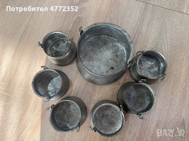 Комплект старинни бакърчета, снимка 2 - Антикварни и старинни предмети - 54335733