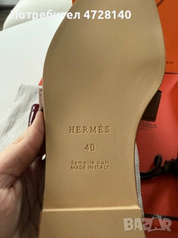 Дамски чехли Hermes размер 40, снимка 5 - Чехли - 54479413