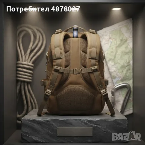Военна тактическа раница 55L – водоустойчива, с MOLLE система и отделение за лаптоп, пясъчна, снимка 4 - Раници - 55462830