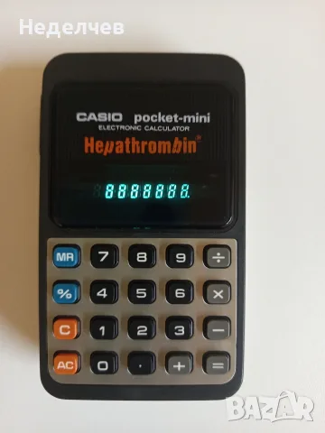 Ретро калкулатор Casio Pocket-Mini (1975 г.) VFD дисплей – Рядък/Брандиран, снимка 3 - Други - 55598293