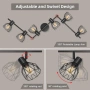 LED таванно осветление, завъртащо се на 350°, 6-светлинно кръгло - Черен цвят, снимка 3