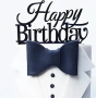 Happy birthday черен акрилен топер забучване върху торта декорация , снимка 1
