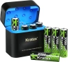 Акумулаторни литиево-йонни батерии Kratax AA, пакет от 8 броя със зарядно устройство, снимка 1