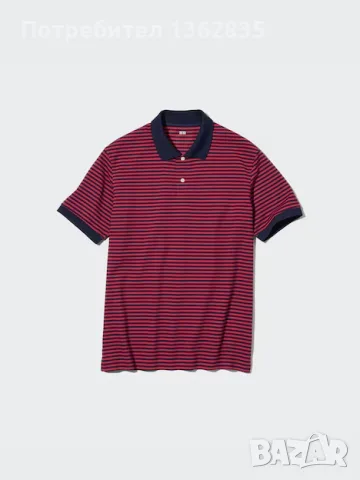 НОВА оригинална мъжка памучна синьо-червена поло тениска с яка UNIQLO размер L от САЩ